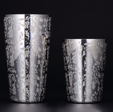 Patterned Stainless Steel Boston Shaker Set