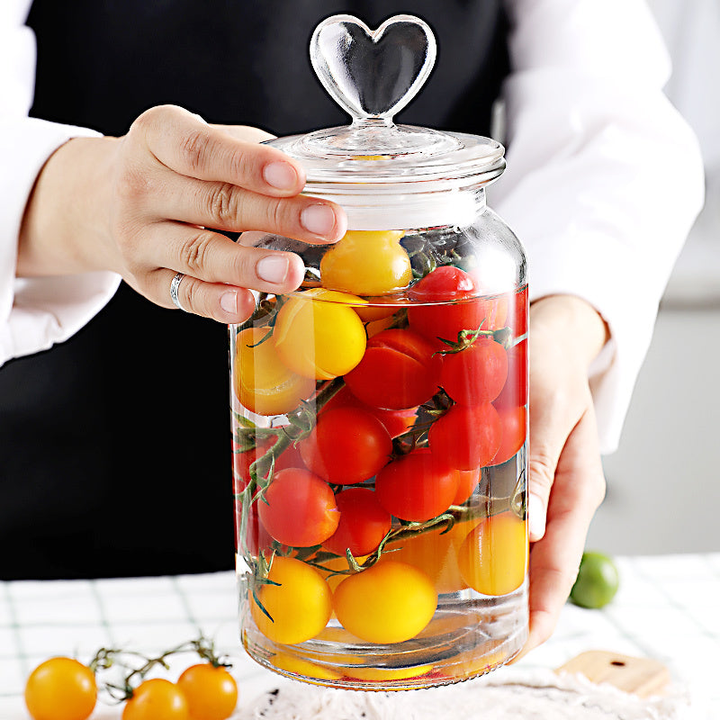 Wudy Japanese Amber Jar | Airtight Heart-Lid Glassware