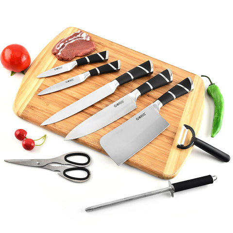 German 8-Piece Stainless Steel Knife Set with Rotating Stand