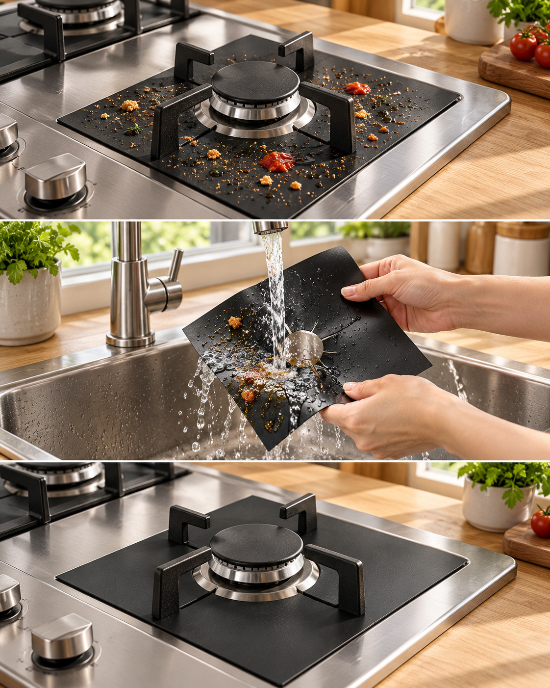 Reusable Gas Hob Burner Liners – Non-Stick, Cut-to-Fit (4 Pack)
