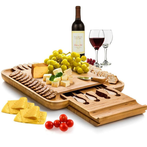 Large Bamboo Charcuterie Board with Hidden Knife Drawer