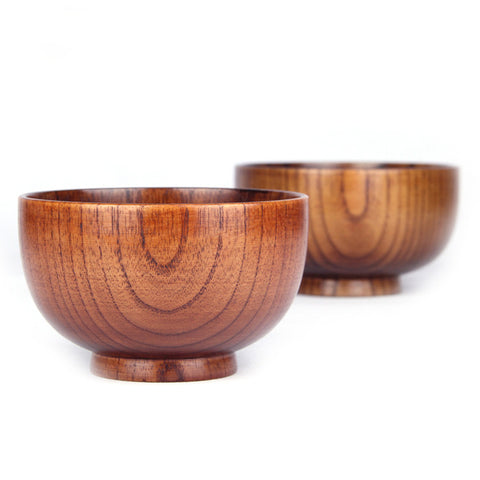 Japanese Style Wooden Bowl Set — Handcrafted Natural Jujube Wood Dining Bowl (3 Sizes)