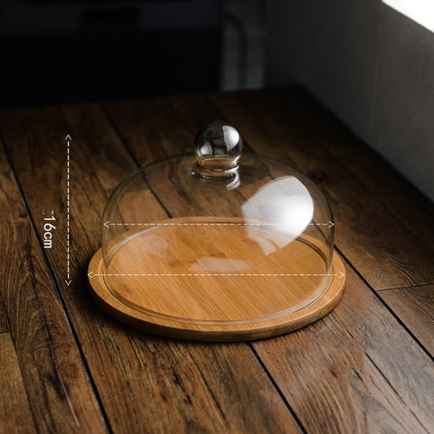 Bamboo Cake Stand with Glass Dome – Premium Presentation Tray