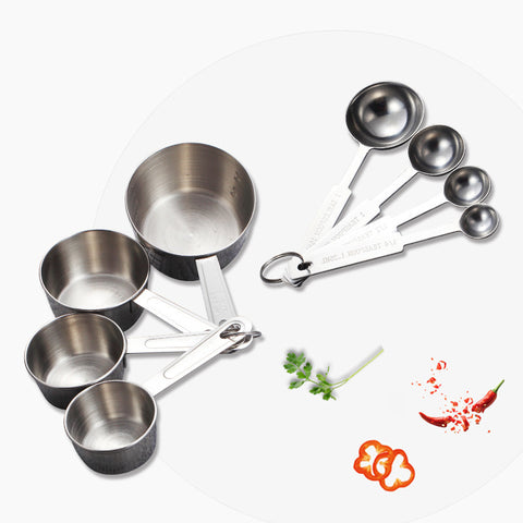 Stainless Steel Measuring Spoons & Cups Set (8 pcs)