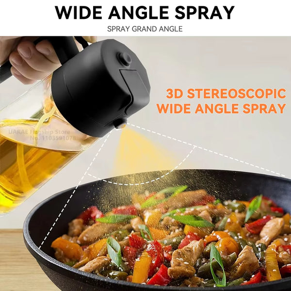 500Ml Oil Empty Bottle 2In1 Sprayer & Pourer Plastic Oil Container Kitchen Cooking Oil Dispenser Vaporizer Cruet for Camping BBQ