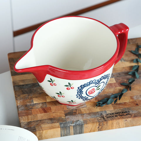 Vintage Porcelain Mixing Bowl | Handmade Underglaze Design