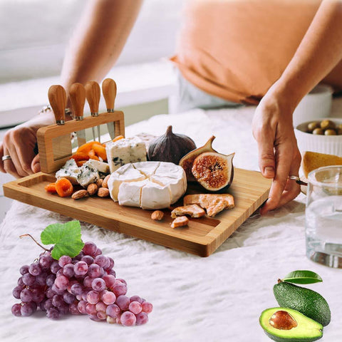 Premium Bamboo Charcuterie & Cheese Board – Snack & Wine Party Tray