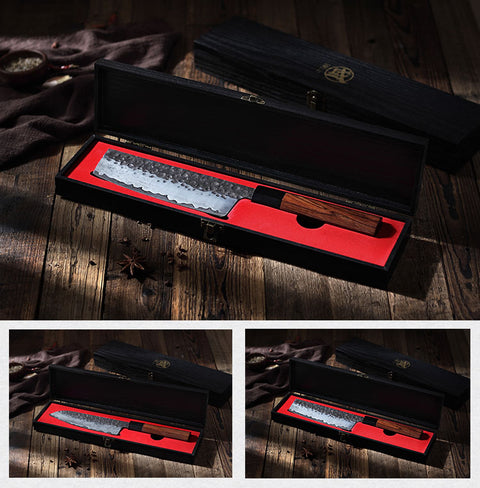 Premium Stainless Steel Santoku Knife with Wooden Handle – Gift Box