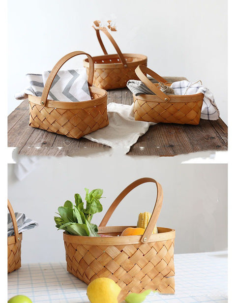 Wudy Harvest Basket — Large Woven Wood-Chip Apple Picking Basket