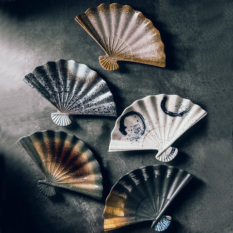 Fan-Shaped Ceramic Serving Plate – 31 cm Sushi & Dessert Dish