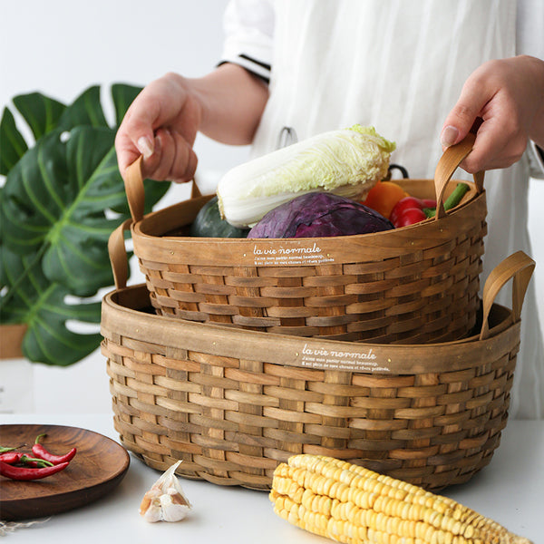 Wudy Kitchen — Wudy Handwoven Wooden Basket Set (3 Pack)