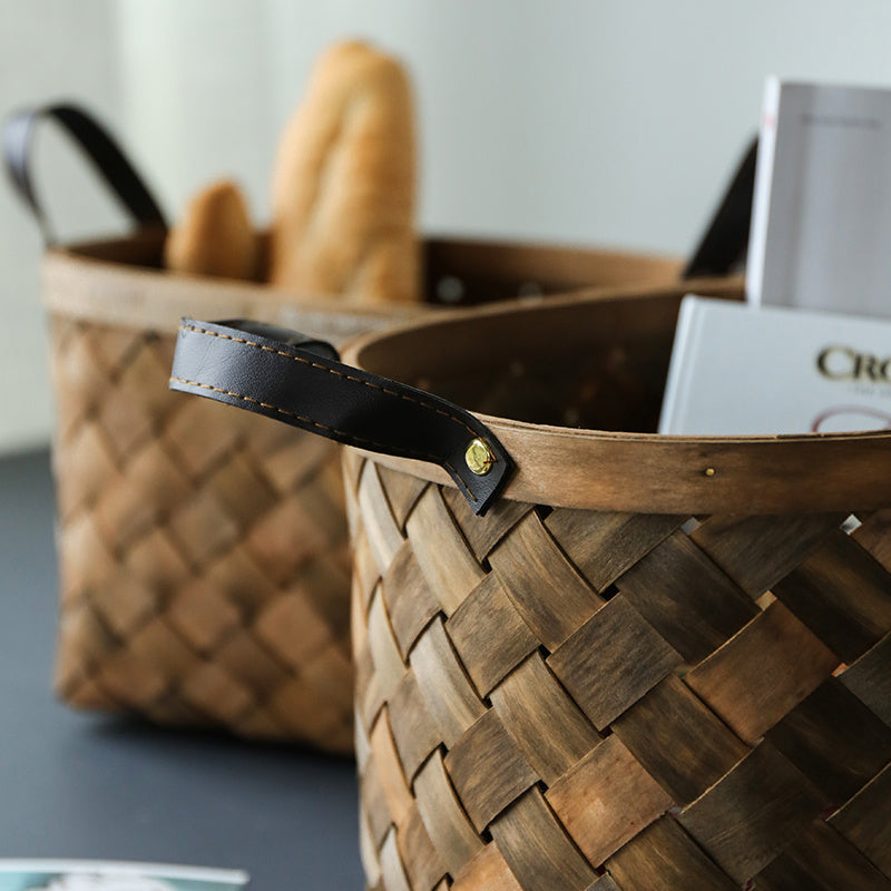 Handwoven Wooden Basket Set · 3-Piece
