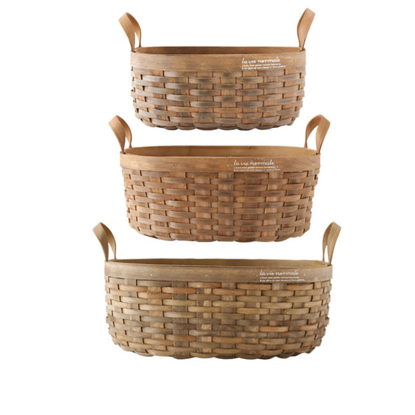 Wudy Kitchen — Wudy Handwoven Wooden Basket Set (3 Pack)