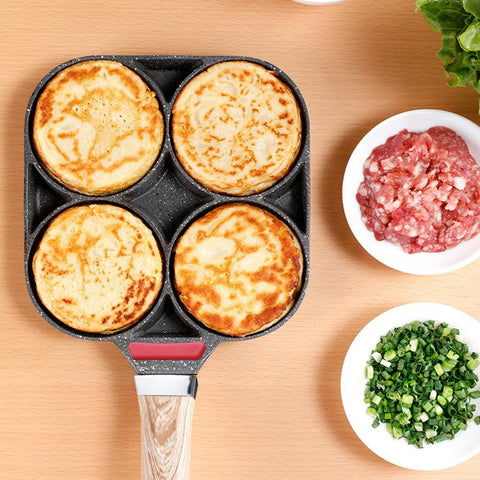 Aluminum Alloy Four-Hole Omelette/Burger Pan – Non-Stick Breakfast Frying Pan