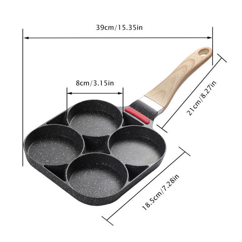 Aluminum Alloy Four-Hole Omelette/Burger Pan – Non-Stick Breakfast Frying Pan