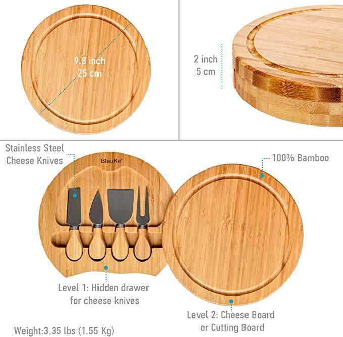 Bamboo Charcuterie Board with Hidden Knife Set