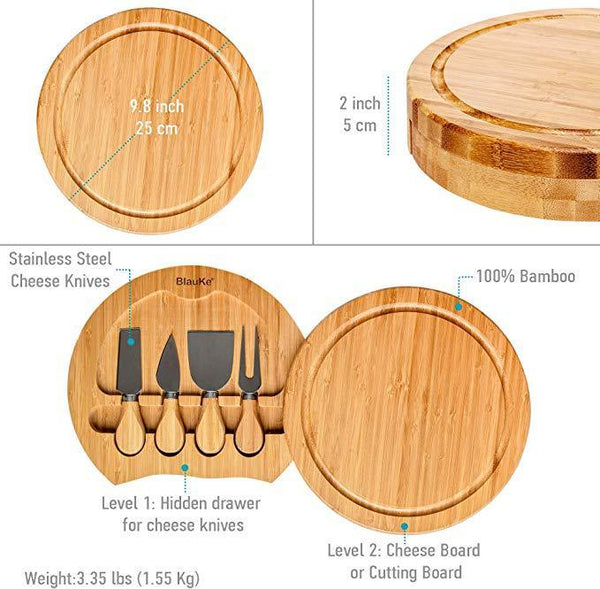 Wudy Kitchen — Bamboo Charcuterie Board with Hidden Knife Set