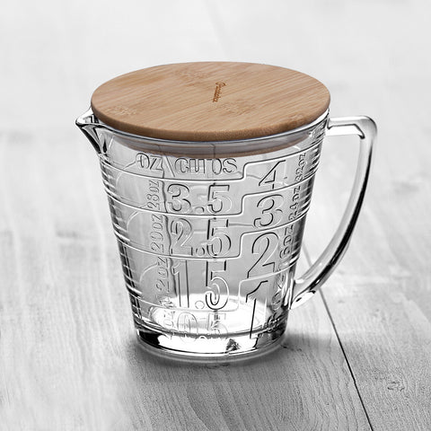 Glass Measuring Cup with Bamboo Lid