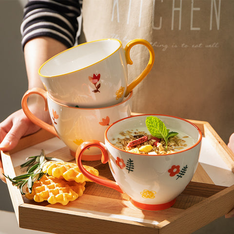 Colorful Floral Porcelain Mug – Microwave & Oven Safe, 300ml