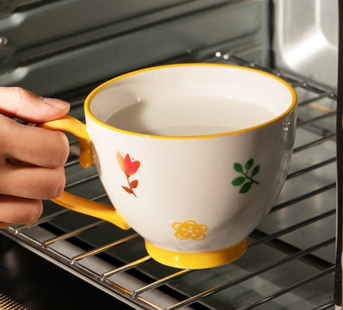 Colorful Floral Porcelain Mug – Microwave & Oven Safe, 300ml