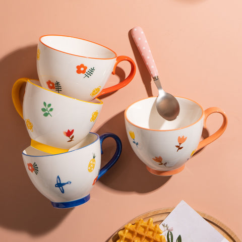 Colorful Floral Porcelain Mug – Microwave & Oven Safe, 300ml
