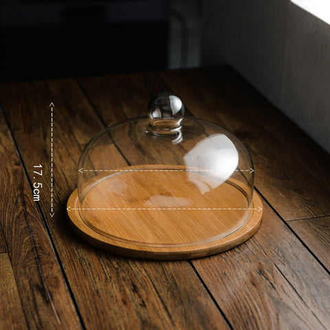 Bamboo Cake Stand with Glass Dome – Premium Presentation Tray