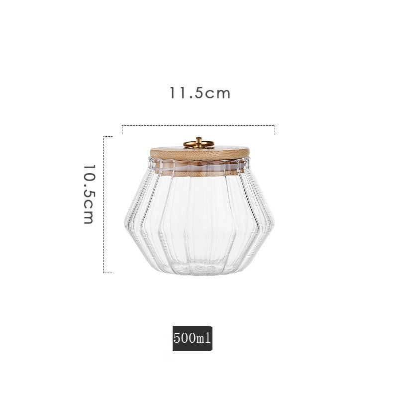 Ribbed Glass Storage Jar