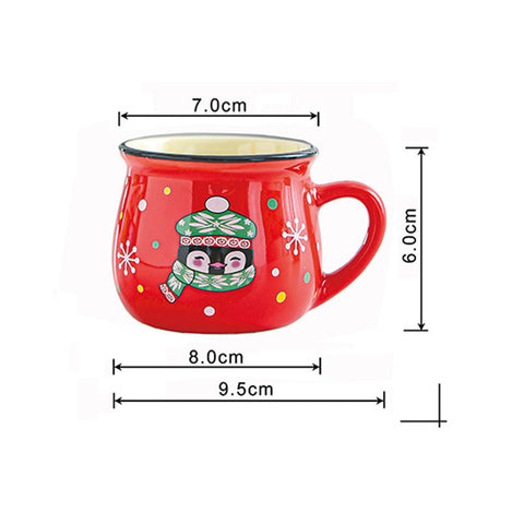 Mini Christmas Ceramic Cup 150ml – Cartoon Santa, Deer, Penguin & Bear