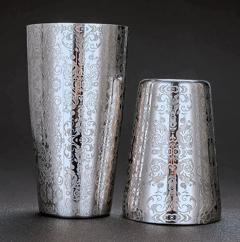 Patterned Stainless Steel Boston Shaker Set