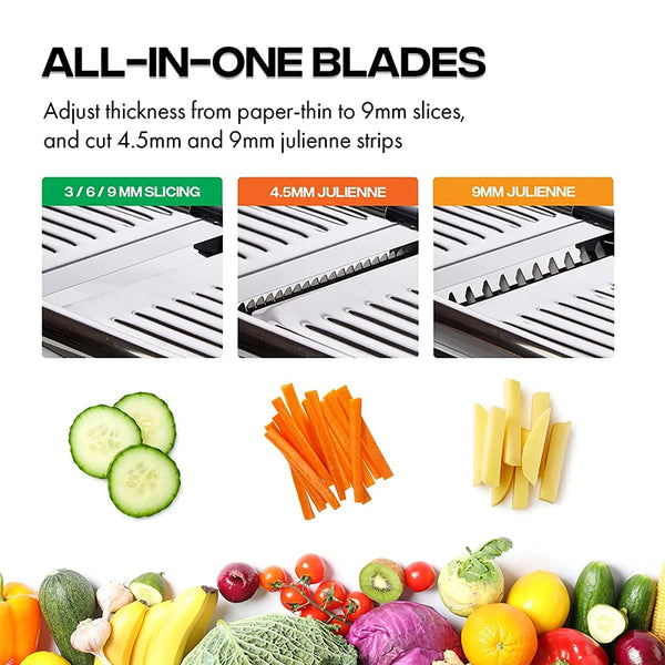 Stainless Steel Adjustable Mandoline Slicer Multi‑Purpose Vegetable Chopper Cutter for Kitchen Potato Carrot Onion Tomato