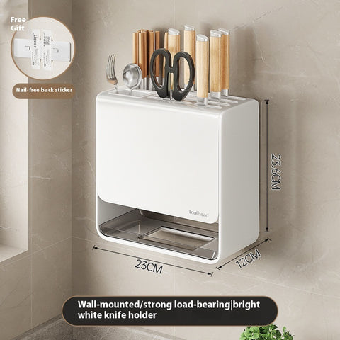 Carbon Steel Wall-Mounted or Countertop Knife Holder – Multi-Functional Kitchen Storage Rack