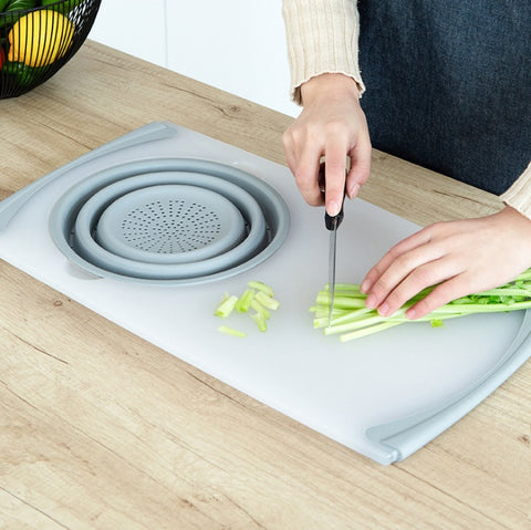3-in-1 Multi-Functional Chopping Board & Folding Drain Basket (PP + TPR)