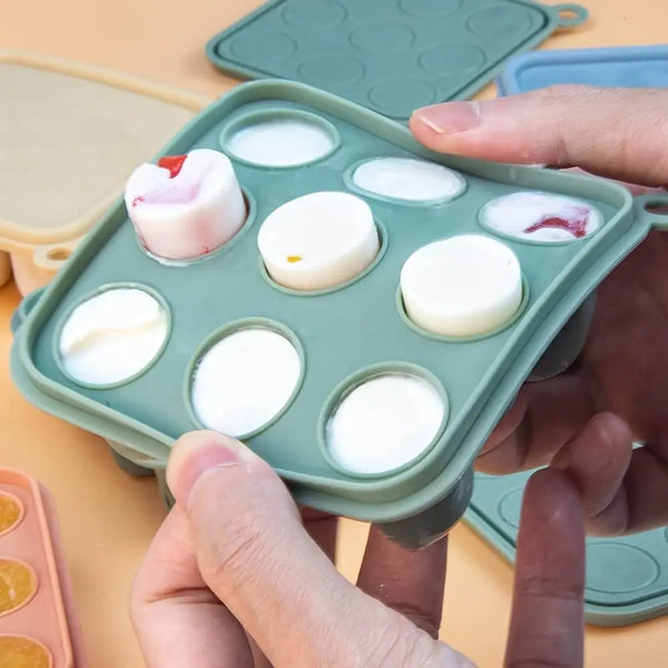 2Pcs/1Pc Mini-Baby Silicone Food Tray with Cover for Fruit Feeder, Teething and Feeding Tray, Breast Milk and Food Freezer Mold