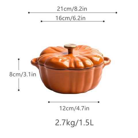 Pumpkin Shaped Enamel Cooking Pot – Non-Stick