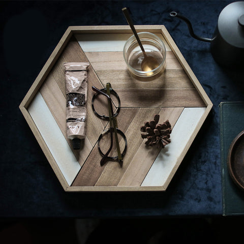 Wooden Mosaic Round Serving Tray – 30 cm