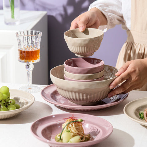 Elegant Ceramic Tableware – Soup, Salad & Dinner Plate Set