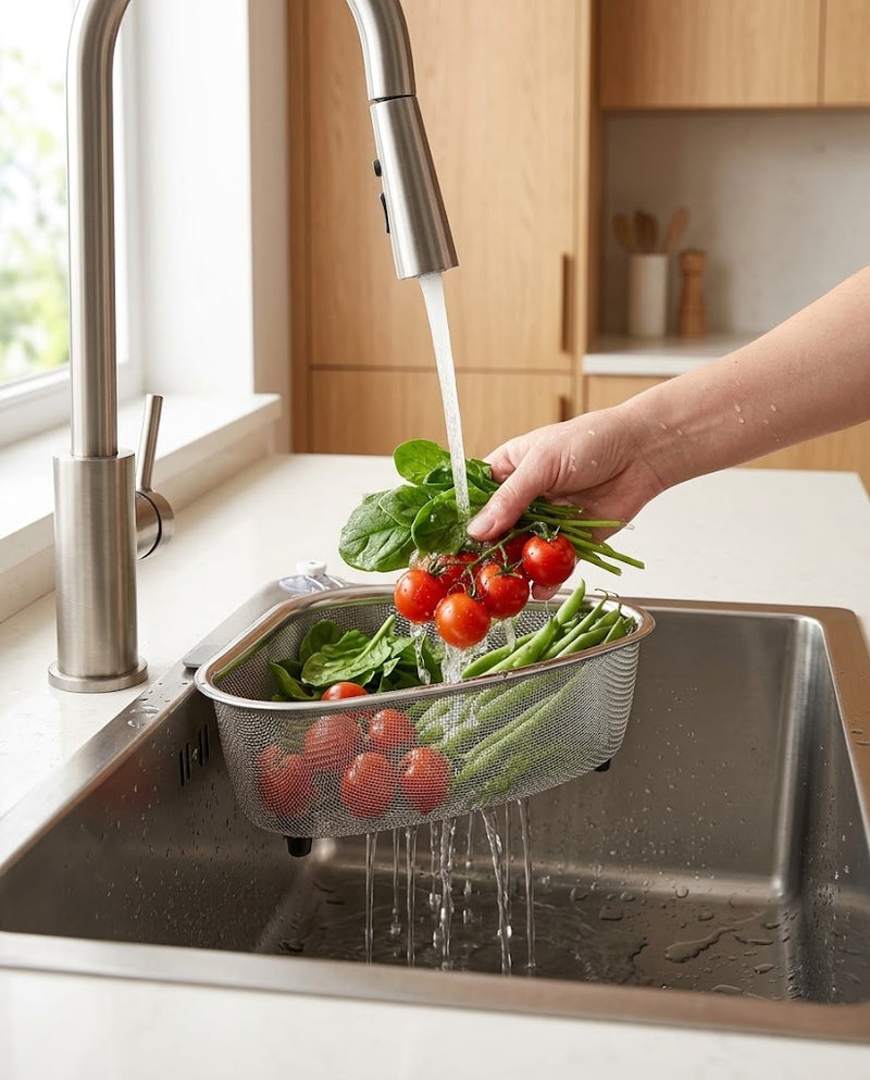 Kitchen Sink Drain Basket Stainless Steel Triangle Food Vegetables Peel Egg Filter Storage Organizer Kitchen Shelf Rack Drainier