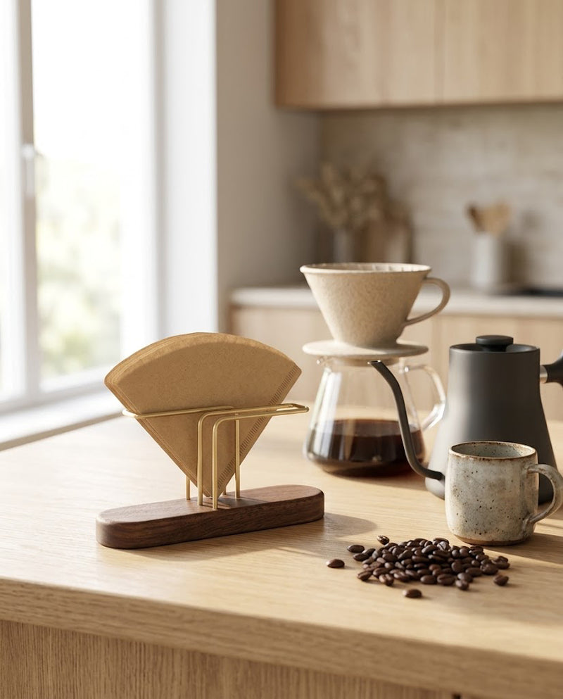 Walnut Coffee Filter Holder · V60 Papers — Wudy Kitchen, image 1