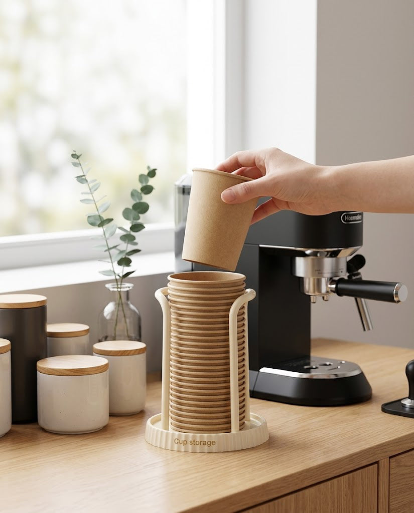 Guests grab one cup, not a stack