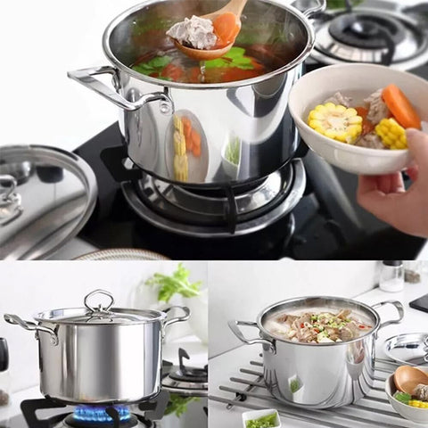 Premium Stainless Steel 5-Piece Cooking Pot Set with Glass Lids
