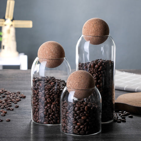 3-Piece Glass Storage Jar Set with Cork Lid