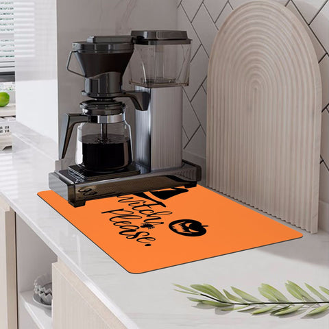 Halloween Witch & Pumpkin Printed Kitchen Mat
