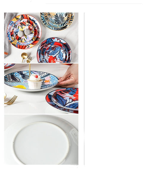 Three-Layer Art Porcelain Dessert Tray – Creative Colored Glaze Serving Stand