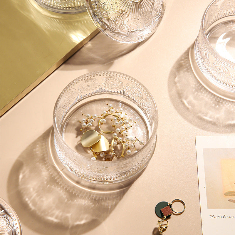 Wudy European 3-Tier Jar | Embossed Glass Organizer