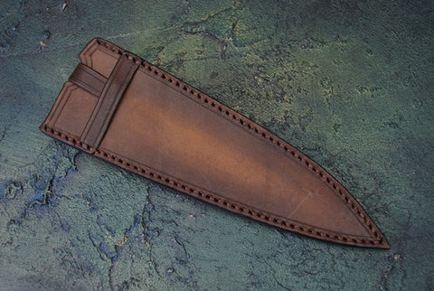 Handmade Damascus Chef’s Knife with Desert Ironwood & Mammoth Fossil Handle