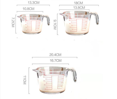 Heat-Resistant Glass Measuring Cup – 350ml / 500ml / 1000ml