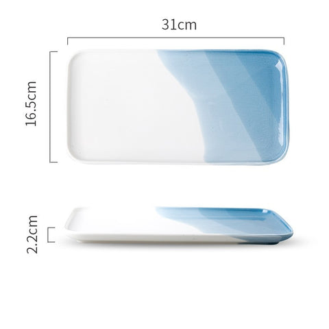 Nordic Fine Porcelain Dinnerware – Blue Gradient Bowls & Plates