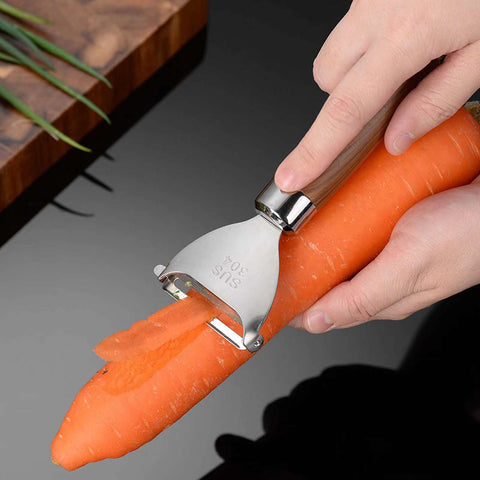Stainless Steel Vegetable Peeler with Wooden Handle