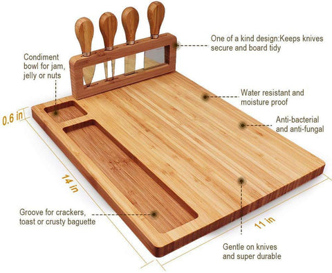 Premium Bamboo Charcuterie & Cheese Board – Snack & Wine Party Tray