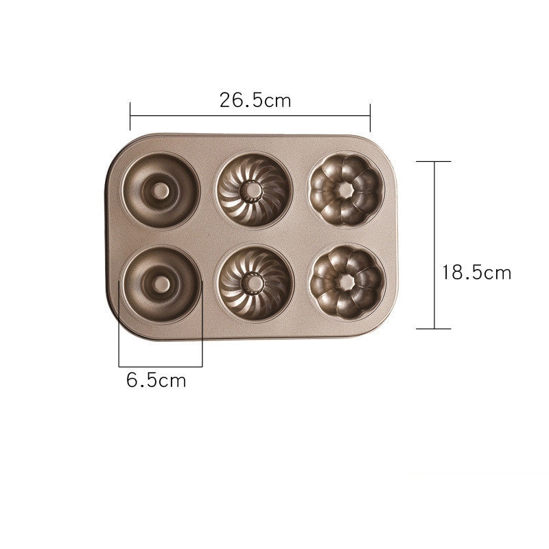 Wudy 6-Cavity Donut & Cake Mold | Non-Stick Carbon Steel Baking Pan